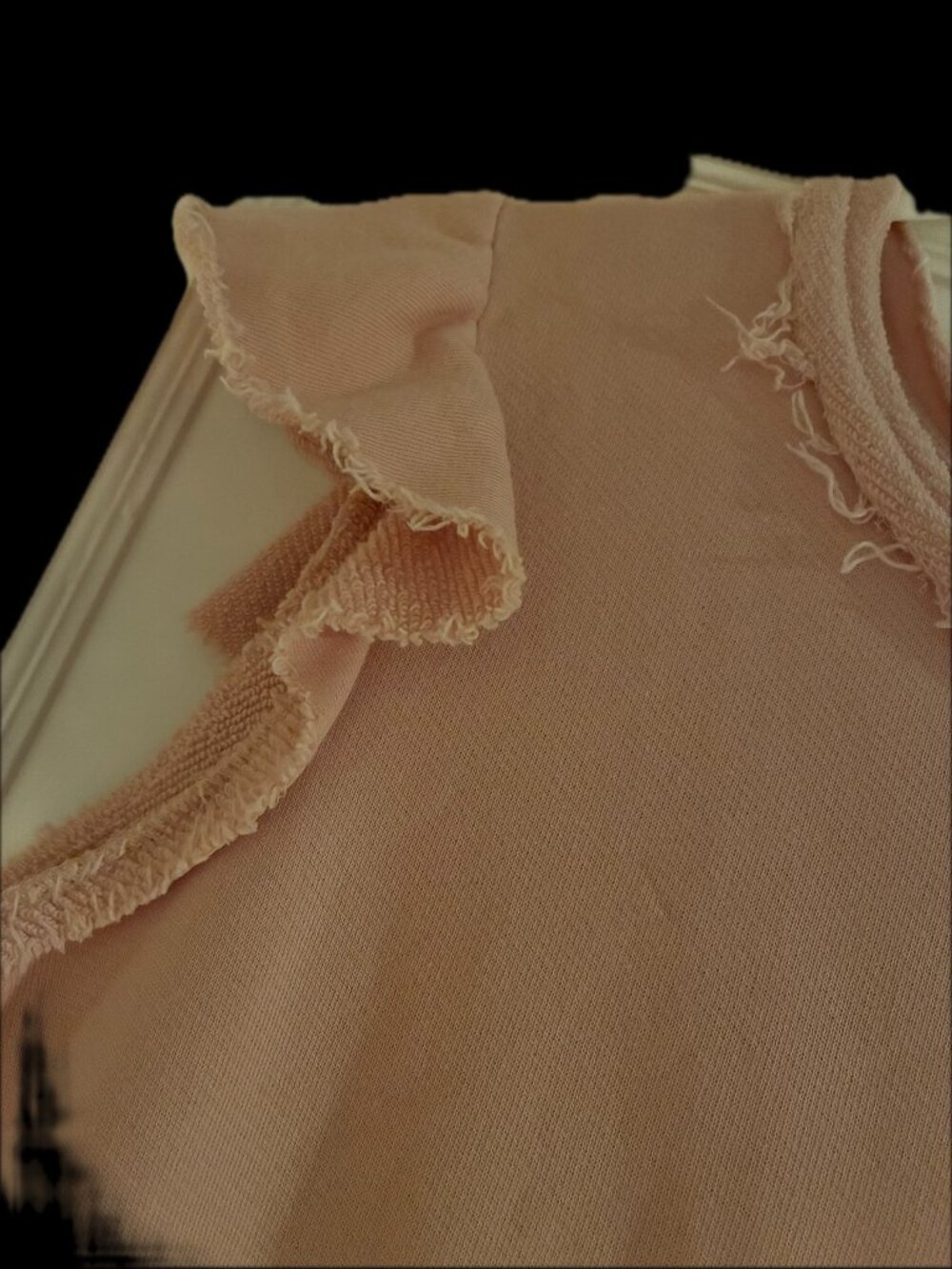 Pink Joie destroyed short sleeve sweatshirt